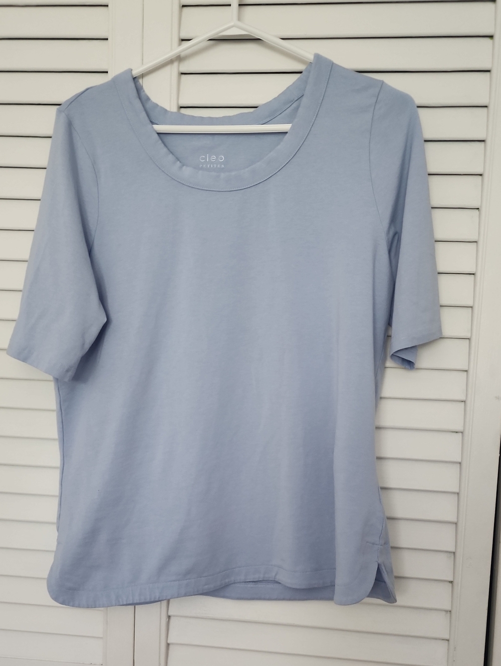 cleo Light Blue Short Sleeve Knit Top